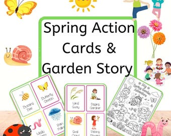 Spring Movement Cards for Kids | Garden Yoga & Action Cards | Preschool Activities | Homeschool PE | Printable Kids Fitness