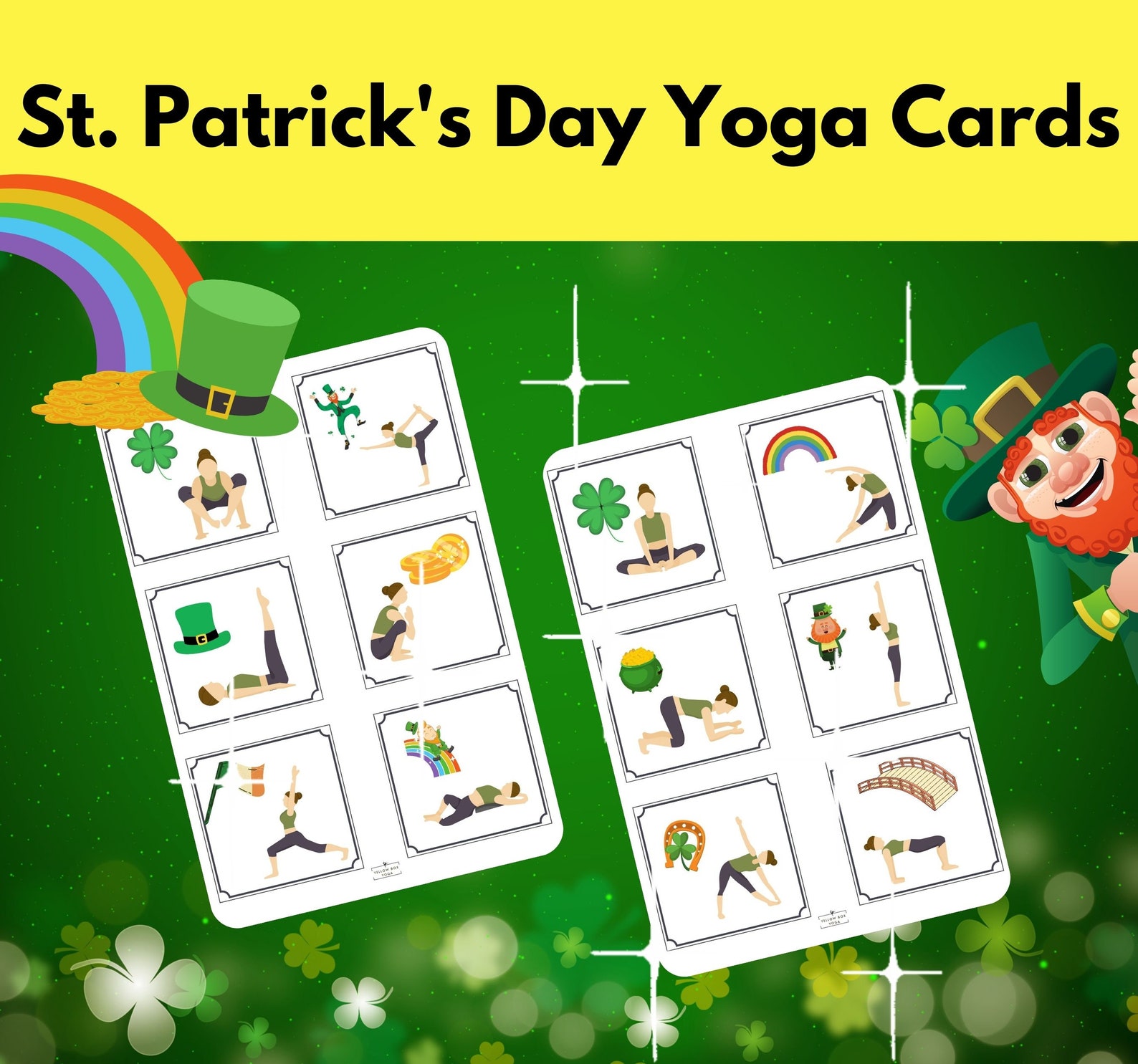 St. Patrick's Day Yoga Cards | Yoga Teacher | St. Patrick's Day Kids ...