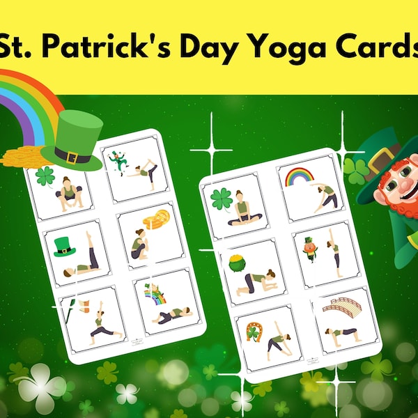 St. Patrick's Day Yoga Cards | Yoga Teacher | St. Patrick's Day Kids | St. Patrick's Day Cards | St. Patrick's Day Shamrock