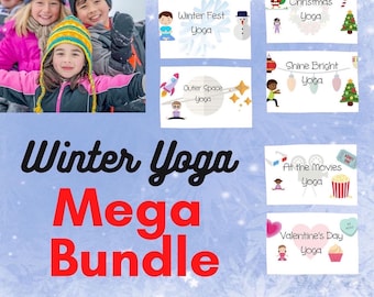 Winter Kids Yoga Curriculum Bundle • 6 Winter Yoga Lesson Plans • Music Playlists • Coloring Pages • Print & Go Activities • Kids Yoga Teach