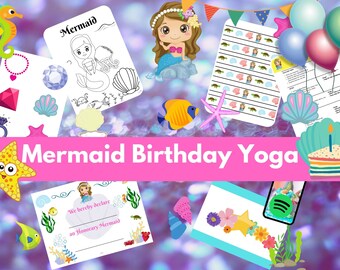 Mermaid Yoga Birthday Party | Yoga Birthday Party | Yoga for Kids | Yoga Teacher | Kids Yoga | Yoga Lesson Plan