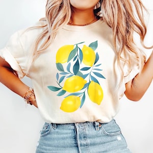 Refreshing Lemon Art Tee, Comfort Colors, Vintage Lemon Branch T-Shirt, Summer Citrus Shirt, Botanical Garden Lover Gift, Fruit Graphic Tee