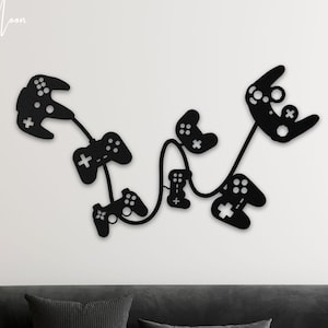 Video Game Controller Metal Wall Art for Gamers, Cool Gaming Room Decor, Retro Modern Gamer Wall Sign, Unique Maximalist Gift for Him