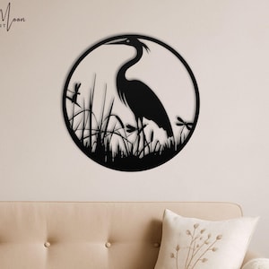 Blue Heron Metal Wall Art: Nature-Inspired Lake House Decor