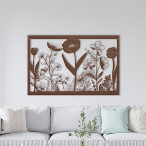 Floral Metal Wall Art: Garden Wildflower Sculpture