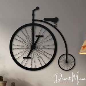 Penny Farthing Bicycle Metal Wall Art: Vintage Big Tire Bike Sculpture