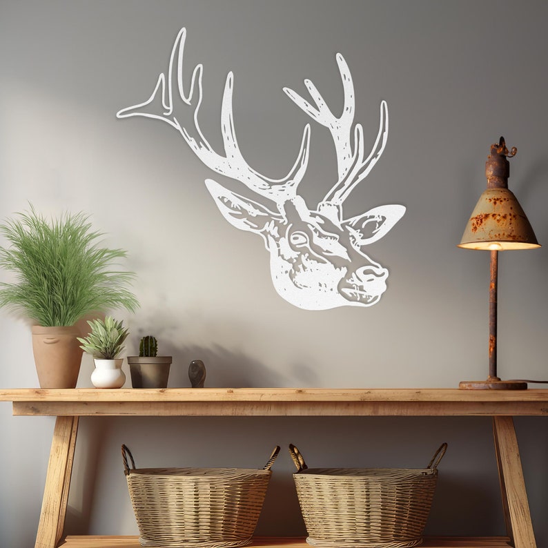 Deer Antlers Wildlife Metal Wall Art Western Deer Cabin Wall Etsy UK
