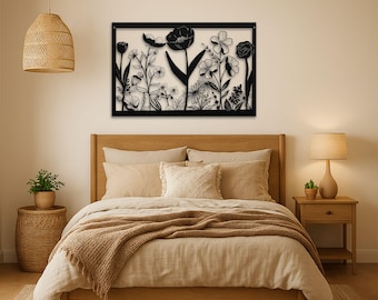 Wildflower Metal Wall Art – Floral Garden Boho Decor