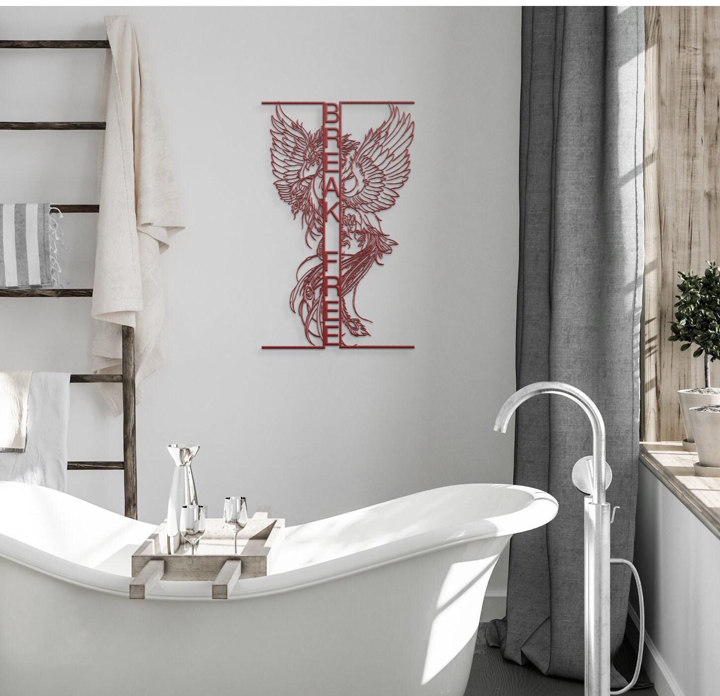 Phoenix Rising Metal Wall Art, Indie Room Decor, Metal Phoenix Break