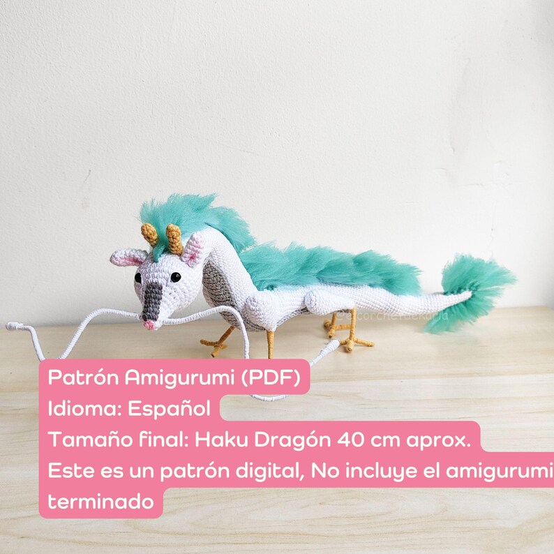 Oriental Dragon Amigurumi Crochet Pattern PDF in Spanish, Dragon Crochet Pattern, Fantasy Amigurumi Tutorial Step by Step image 5