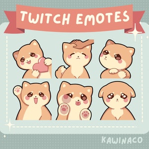 Shibu Inu Emotes | Dog Twitch Emotes | Cute Dog Emotes For Discord Youtube and Twitch | Bundle of 6 Shibu Inu Dog Emojis | Orange Dog Icons