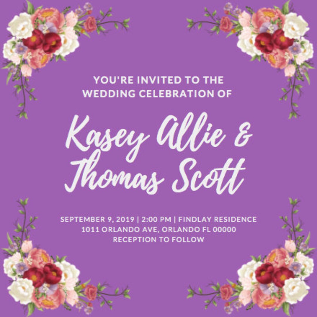Editable Wedding Invite Template Etsy