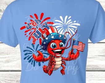 Cangrejo de río PNG del 4 de julio: Clipart patriótico para sublimación (descarga digital)