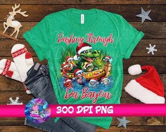 Dashing Thru Da Bayou – Weihnachtliches Cajun Alligator Digital Design