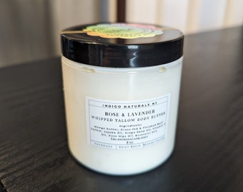 8 oz Rose & Lavender Whipped Tallow Body Butter