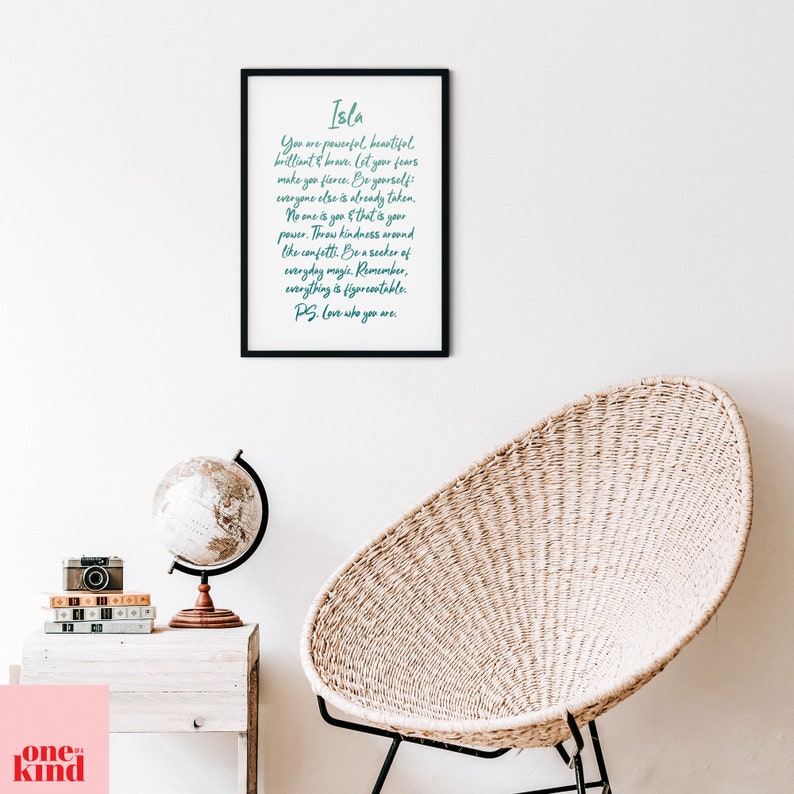 Printable Personalised Poster With Name for Teen Girl Custom Etsy