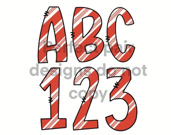 Candy Cane alpha letters and numbers