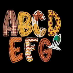 Letras alfa de outono, letras PNG de outono, PNG de outono, fonte de outono PNG, designs de sublimação de outono, letras de bolha de outono, letras de bolha
