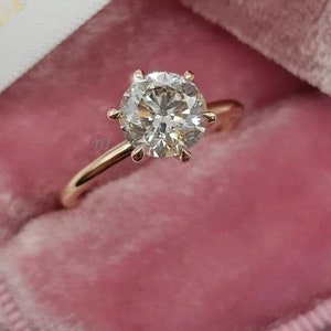 Round Cut Lab Grown Diamond Engagement Ring, Round Cut Diamond Wedding Ring, 6 Prong Round Solitaire 14k/18k White Gold Lab Diamond Rings