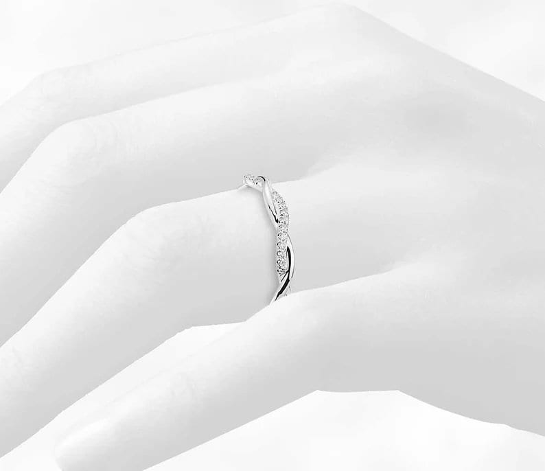 Full Eternity Band / Twisted Rope Wedding Band/ Women Promise Ring for ...