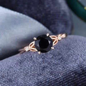 Round Black Onyx Ring-Round Cut Ring-Sterling Silver Ring-Minimalist Ring-Stackable Ring-14k Solid Gold Ring-Gift For Her-Women&#39;s Gift Ring