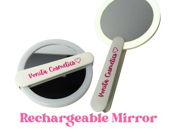 Witte oplaadbare handspiegel