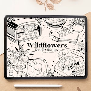 16 Wildflowers Procreate Stamp Brushes | Wildflower Brush Set | Procreate tattoo Brushes | Flower Procreate Stamps | procreate Tattoo