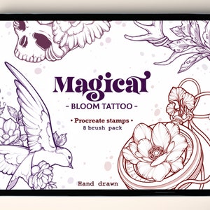 Bloom Tattoo Design procreate Stamp Brushes | Mystic Procreate Stamp | Magic Celestial Procreate tattoo Brushes For Procreate