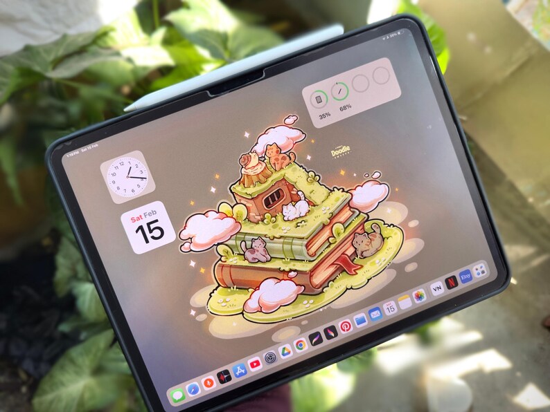 Dreamy Cats Desktop Theme Background Wallpaper Organizer Set | Lofi Garden Folder Icons Wallpaper Organizer | Kawai Desktop Organizer image 5