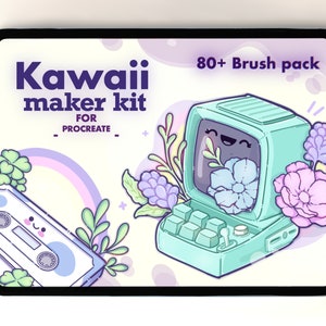 Kawaii Florals Procreate Stamp Brushes | kawaii Procreate Brush  | Doodle Stamp Brush for Procreate | wildflower Doodle Brush set