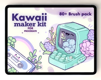 Kawaii Florals Procreate Stamp Brushes | kawaii Procreate Brush  | Doodle Stamp Brush for Procreate | wildflower Doodle Brush set