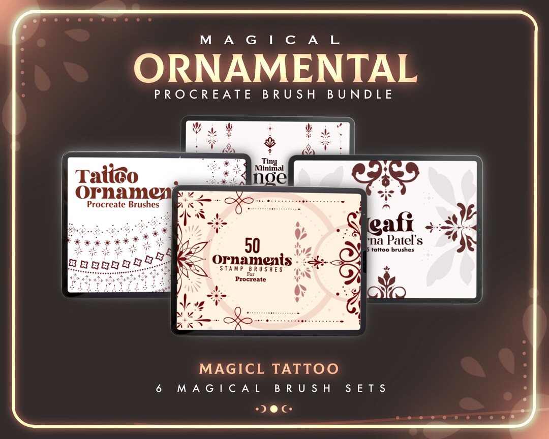 225 Ornaments Procreate Stamp Brushes | Minimalist Ornaments Brush Set ...