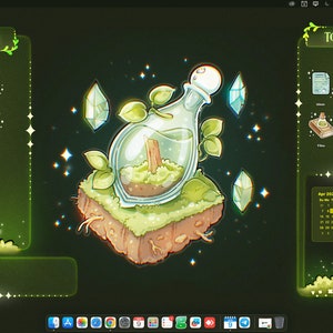 Conjunto de organizador de papel de parede com tema de poção mágica para desktop | Organizador de papel de parede com ícones de pasta mágica Lofi | Organizador de mesa Witchy imagem 5