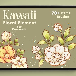 Kawaii Florals Elements Procreate Stamp Brushes | kawaii Procreate Brush  | Doodle Stamp Brush for Procreate | wildflower Doodle Brush set