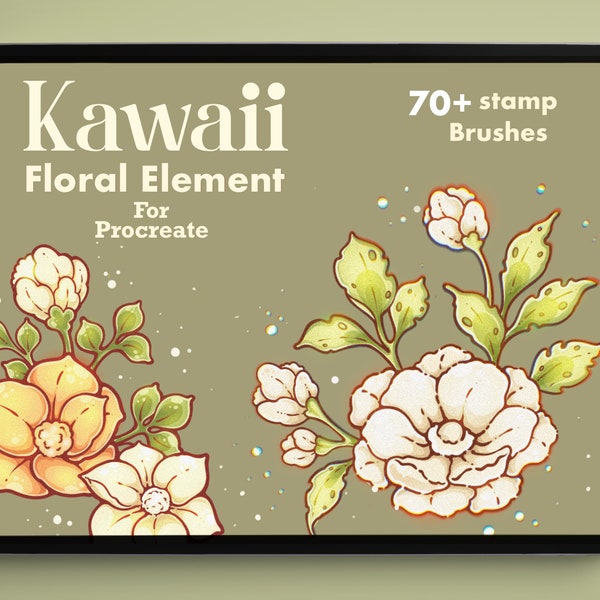 Kawaii Blumen Elemente Procreate Stempel | Procreate Pinsel | Doodle Stempel für Procreate | Wildblumen Doodle Brush Set