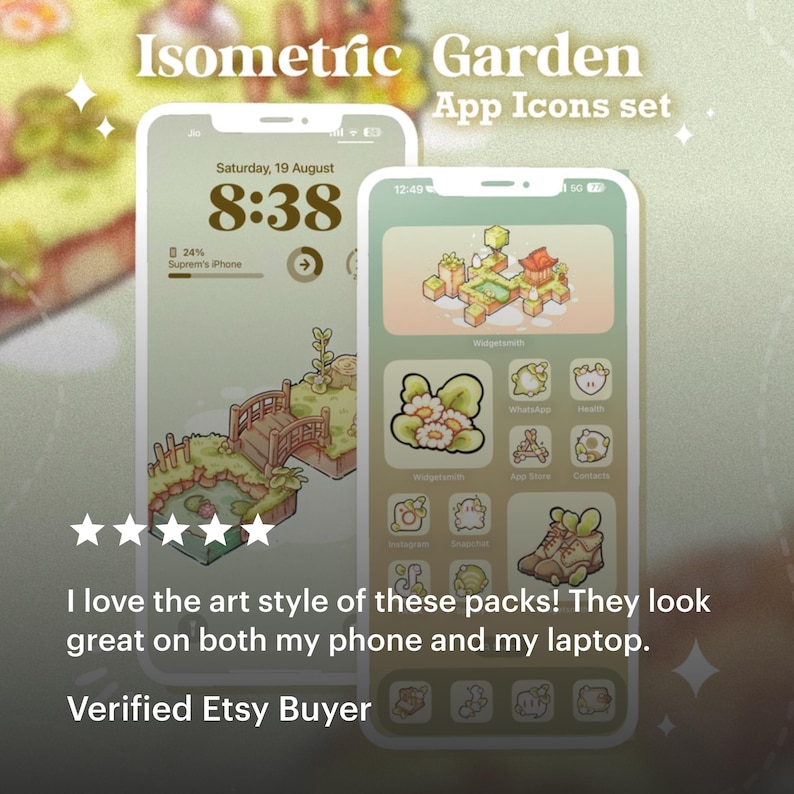 Isometric Garden App Icon Set | Hand Drawn Pastel Floral App Icon ...