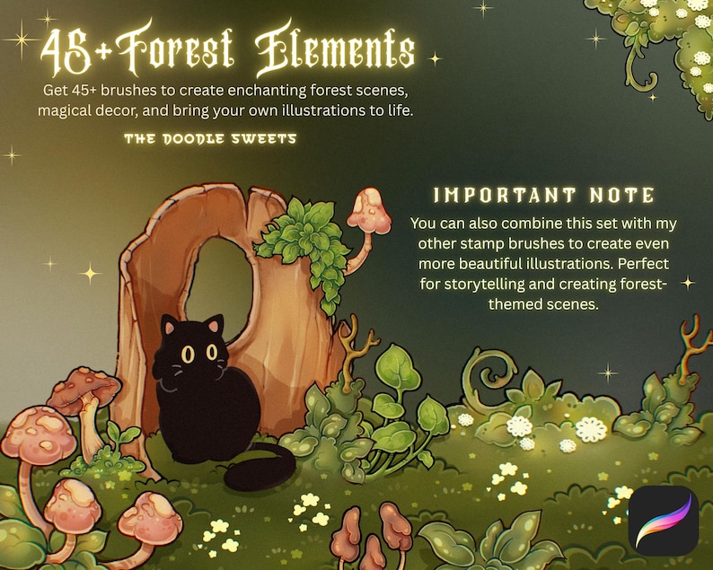 Magic Forest Stamp Brushes for Procreate | Enchanted Forest Procreate ...