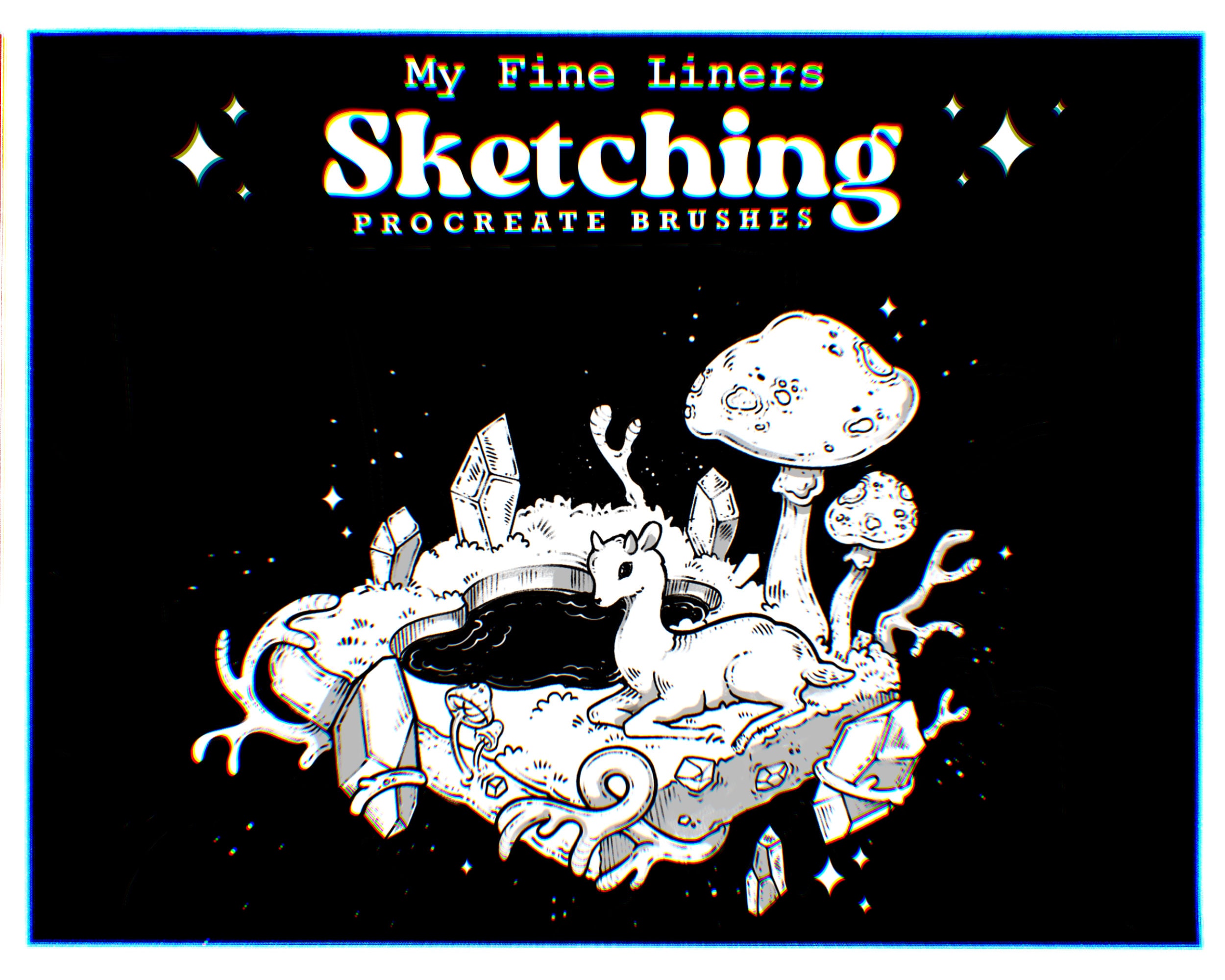 Pinceles Mono Fineliner para Procreate | Set de liners de tinta estilo Micron para contornos, inking y bocetos