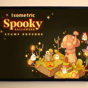 Spooky Isometric Halloween Procreate Stamp Brushes | Cute Isometric Procreate Brush | Kawaii Isometric Maker Stamp Brushes for Beginners