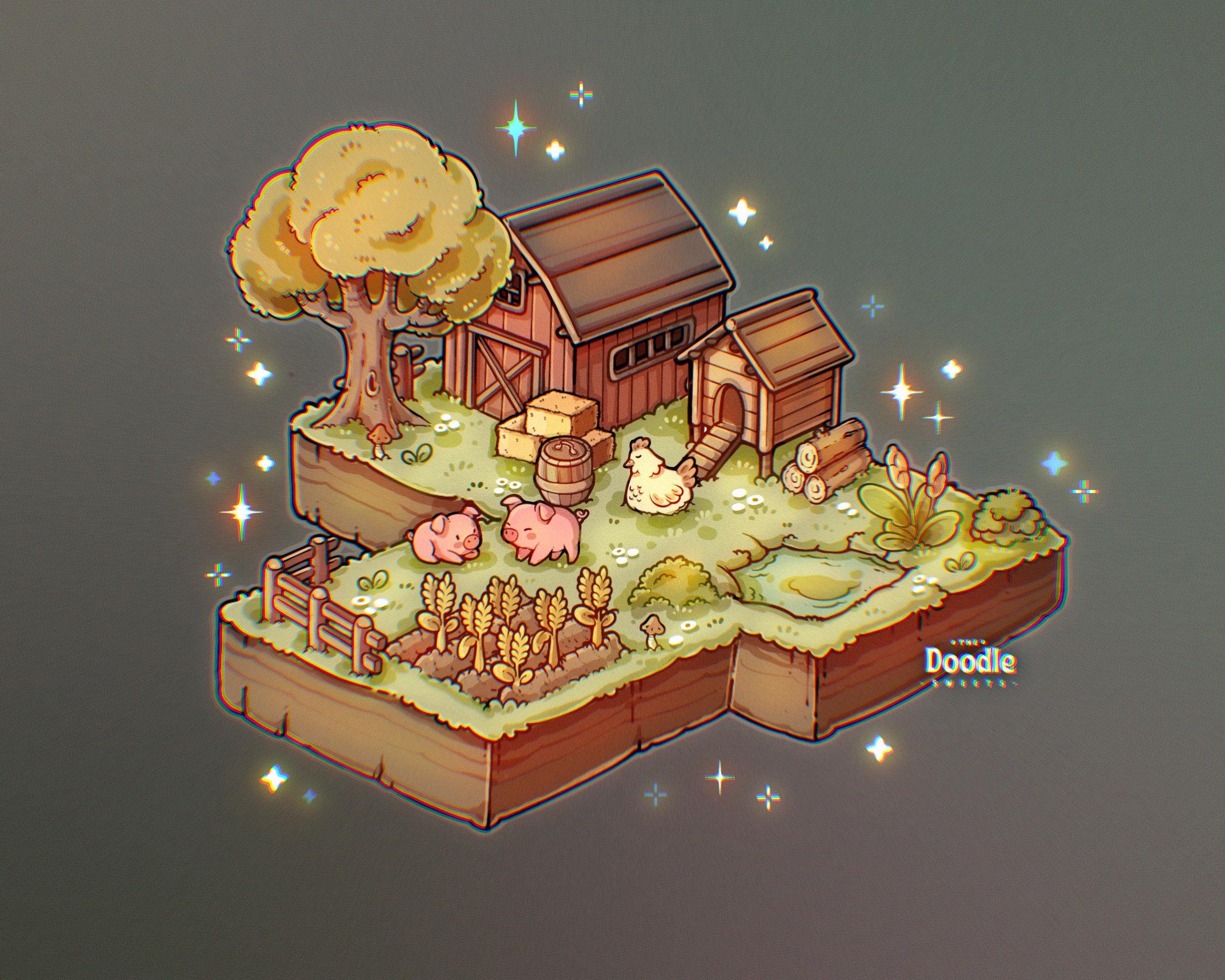 Isometric Farm Harvest Procreate Stamp Brushes ( NEW ISOMETRIC ...