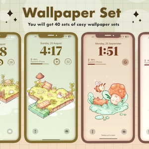 Lo-fi Cozy Phone wallpaper Set | Kawaii Aesthetic Wallpaper Bundle  | Cute Theme Lock Screen wallpapers | Android IOS Tablets
