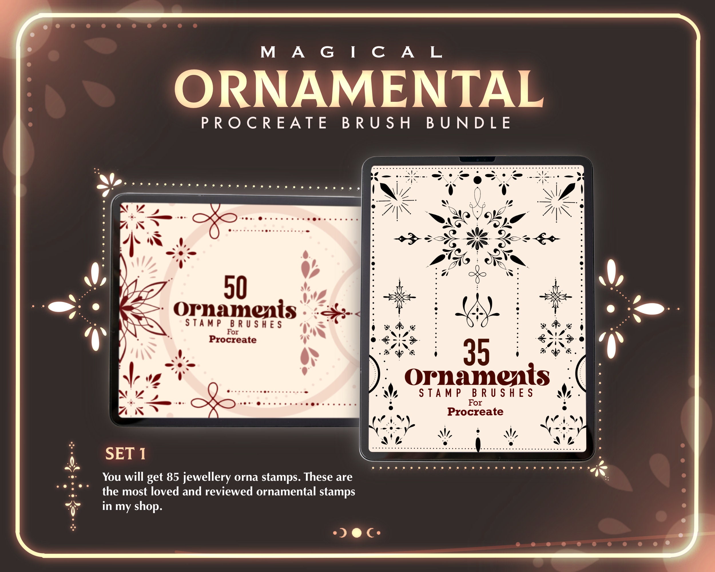 225 Ornaments Procreate Stamp Brushes | Minimalist Ornaments Brush Set ...