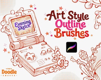 My Go-To Art-style Outline Brush Set | Textured Lineart Brushes for Procreate | Procreate Texture Paint Brushes | Soft Chalk sketch Brush
