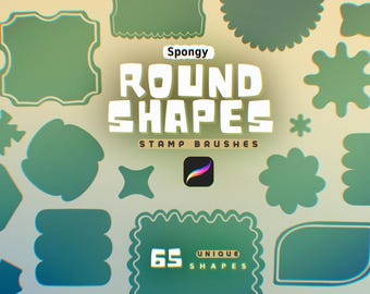 60+ Spongy Round Shape Stamp Brushes for Procreate| Cute Project Shape Elements Procreate Brush  | Kawaii Cute Doodles Procreate Stamps