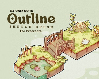 My Go-To Outline Lineart Brush Set | Textured Lineart Brushes for Procreate | Procreate Texture Paint Brushes | Soft Oil Chalk Brush set