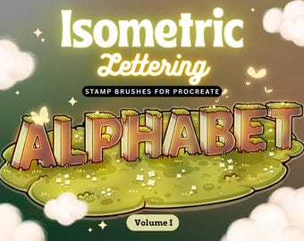 52 Isometric Lettering Alphabet Stamp Brushes for Procreate | Calligraphy Procreate Brushes | Procreate Brush Lettering | Isometric letters