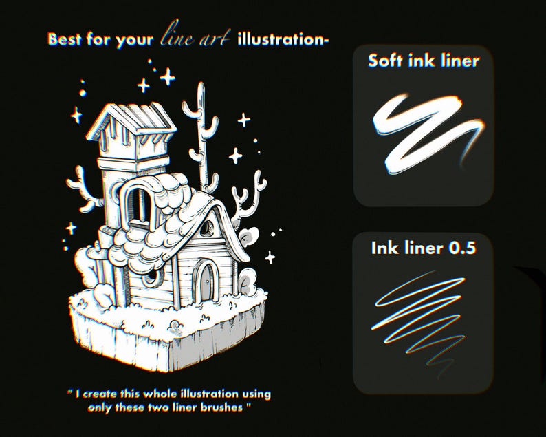 My Fine Liners Procreate Brushes | Mono Fineliner Ink Brush Set | Micron Pen Brushes for Procreate | Ink Outline set image 3