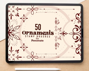 50 Ornaments Procreate Stamp Brushes | minimalist ornaments Brush Set | Procreate tattoo Brushes | Lines And Dots Stamps | Ornamental Tattoo