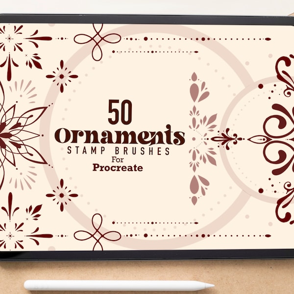 50 Ornamente Procreate Stempelpinsel | minimalistisches Ornament Pinsel Set | Procreate Tattoo Pinsel | Linien Und Punkte Stempel | Ornamentales Tattoo