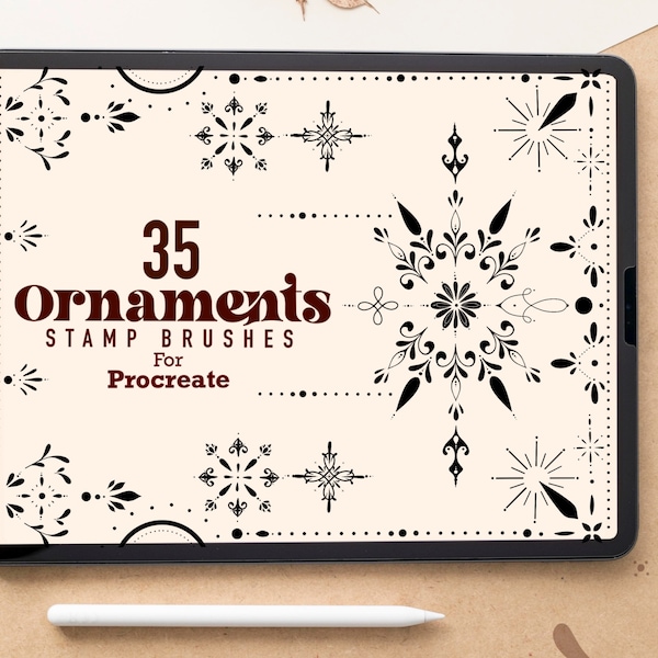 35 Ornaments Procreate Stamp Brushes | minimalist ornaments Brush Set | Procreate tattoo Brushes | Lines And Dots Stamps | Ornamental Tattoo